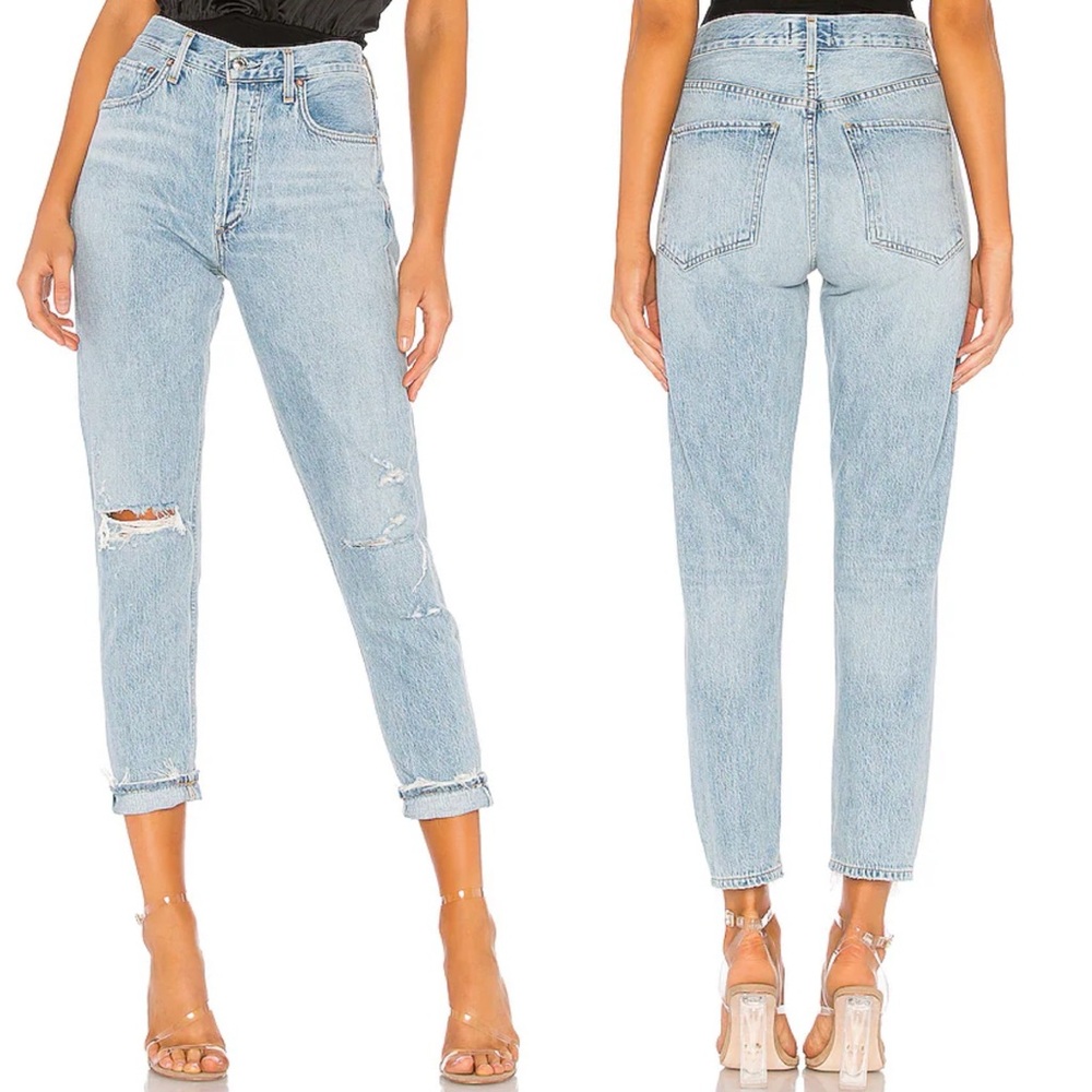 Agolde High Rise Jeans Size 24 Jamie Classic Shakedown Denim Revolve Blue Cotton